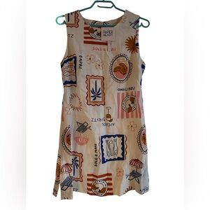Paper Heart Linen Dress Small Linen Blend Italy Capri Positano Beach NWT